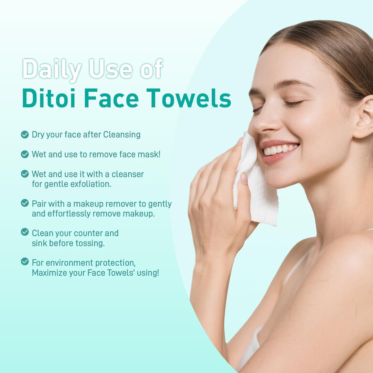 Ditoi Face Towels XXL, Ultra‑Soft Disposable Facial Towels