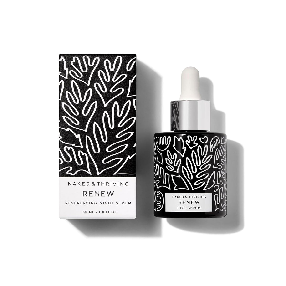 Naked & Thriving Renew Resurfacing Night Serum - Clinically Proven Visible Anti-Aging Benefits, Multitasking for Visible Fine Lines, Texture, Hydration, & Firmness. Hyaluronic Acid+Ferulic Acid 30 mL