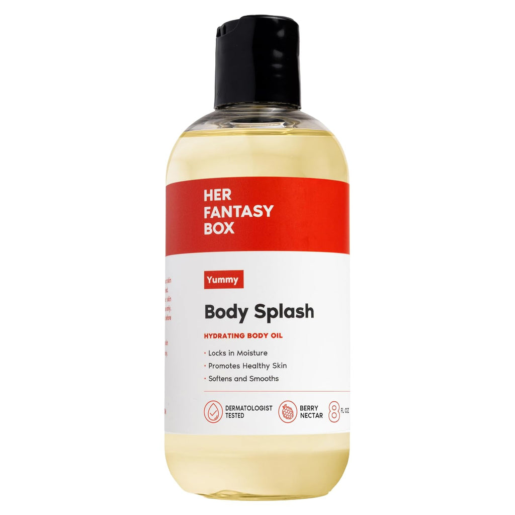 Her Fantasy Box | Body Splash Hydrating Body Oil (Yummy) - Moisturizing, Non-Greasy Formula for Soft, Smooth Skin - All-Natural, Lightweight & Nourishing