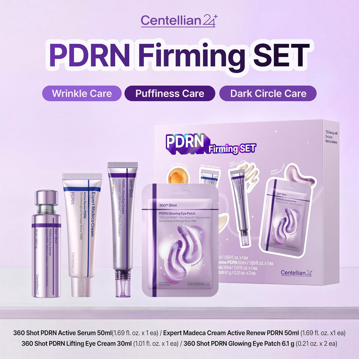 CENTELLIAN 24 PDRN Firming Set - Serum, Face Cream & Eye Care, 4 Pieces