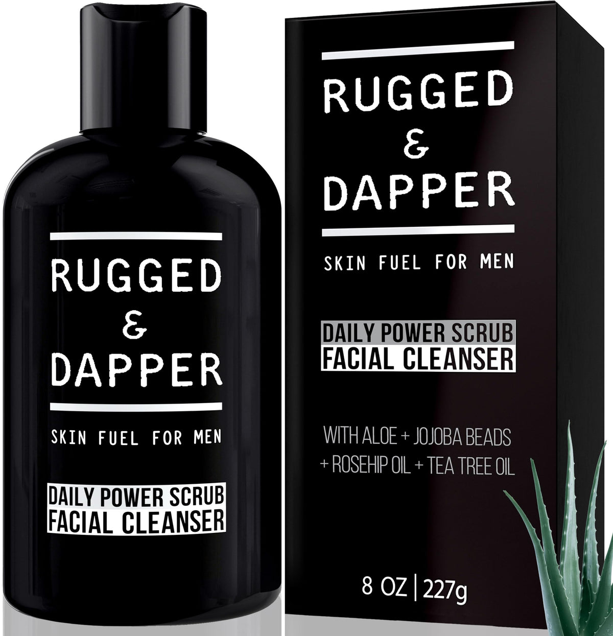 RUGGED & DAPPER Daily Duo Skincare Set for Men | Includes Age + Damage Defense Moisturizer & Daily Power Scrub Face Wash