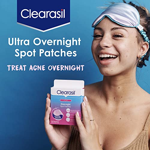 Clearasil Overnight Spot Patches, Advanced Healing Hydrocolloid Acne Pimple Treatment, Blemish Spot Stickers for Face, 18 count